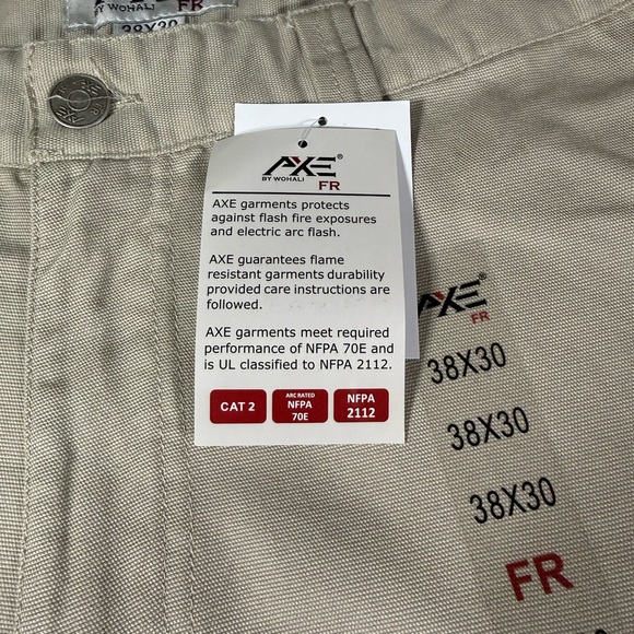 AXE FR 38x30‎ Flame Resistant Work Pants CAT2 NFPA2112 NWT Khaki - Picture 5 of 14